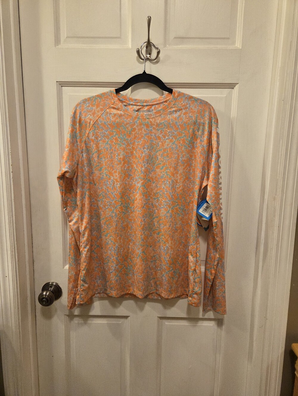 Columbia Peach and Light Blue Omni Wick Super Shade Sun Shirt Sz L NWT